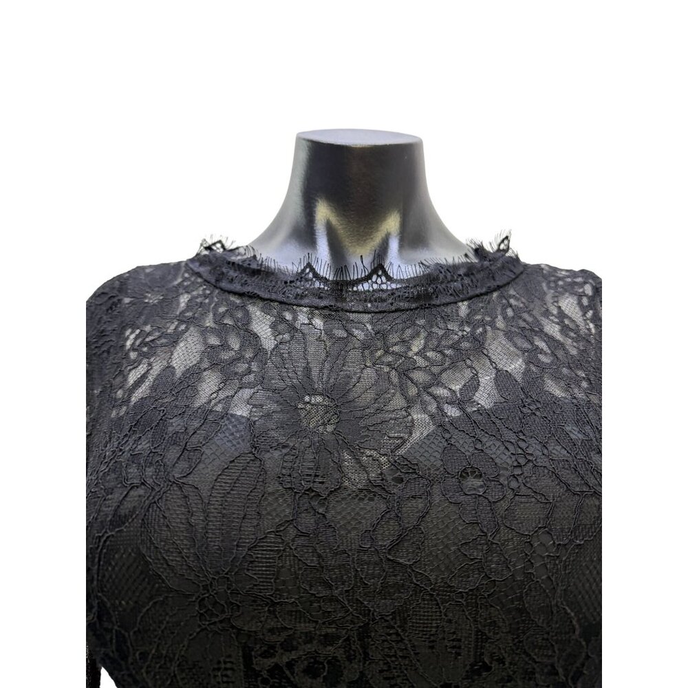 NWOT Catchall Lace Gown Black Tiered Ruffle Skirt Dress M - Picture 5 of 7